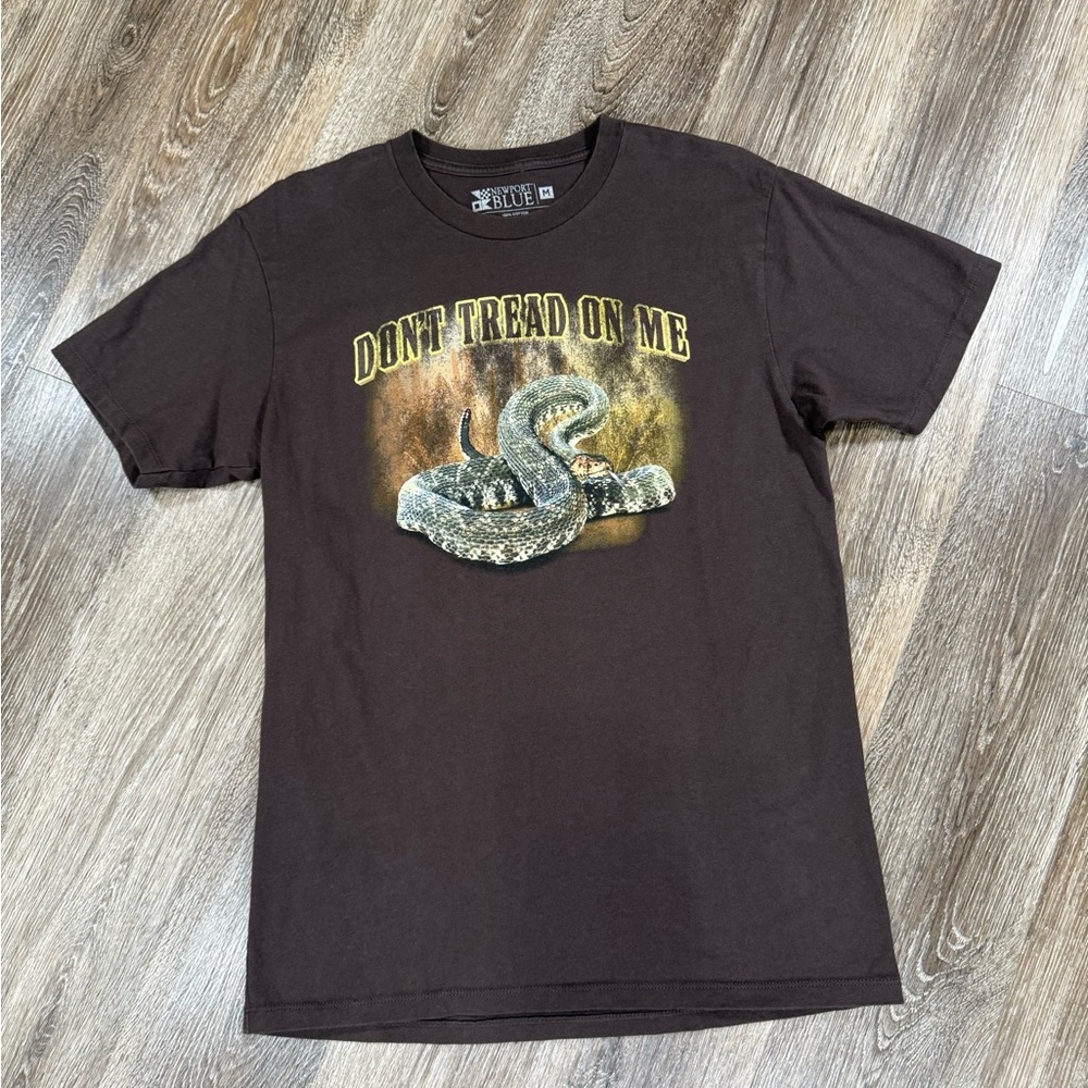 Newport Blue Cotton Brown T-shirt Don't Tread on Me Skater Surf‎ Grunge sz: M